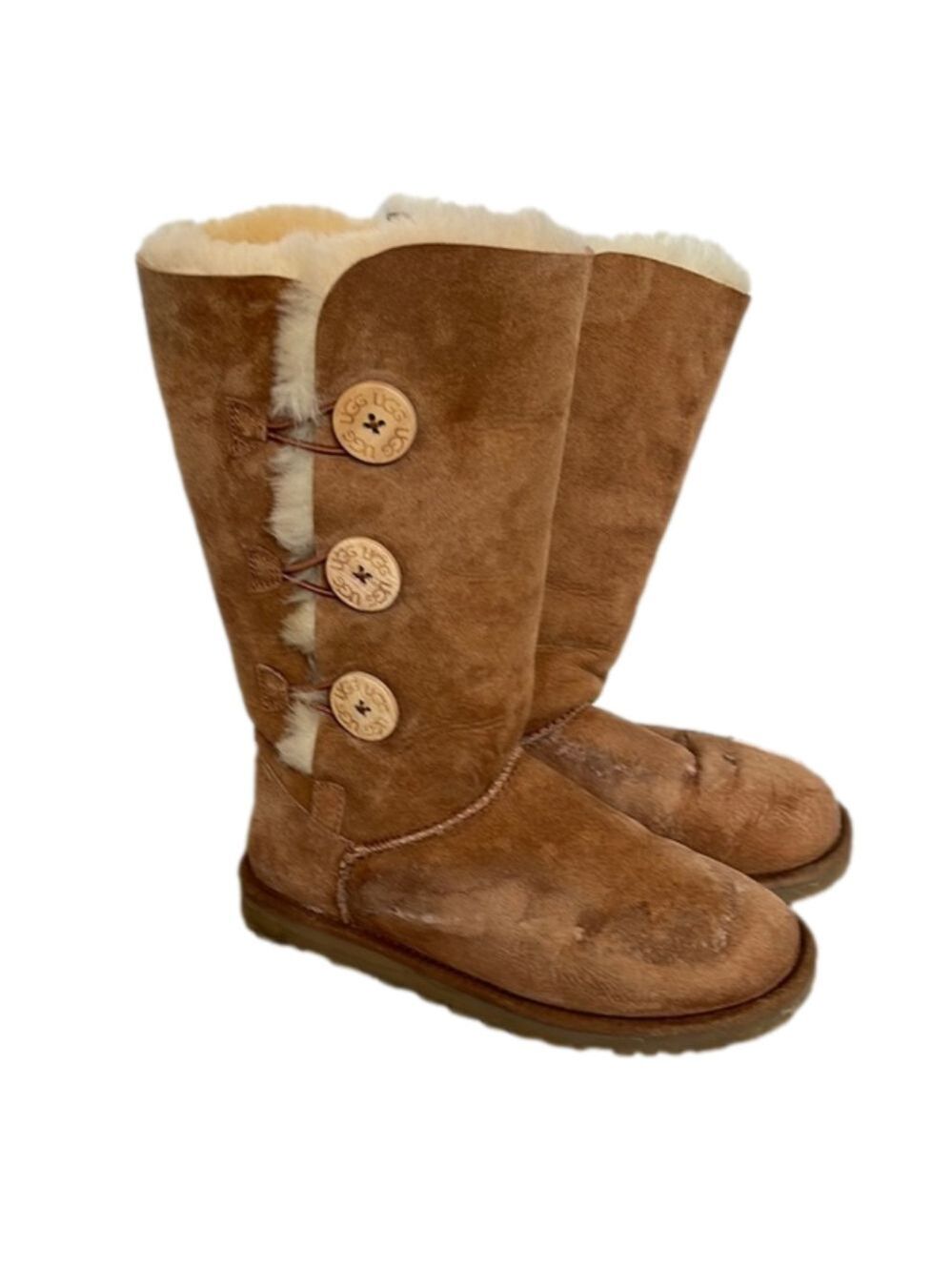UGG Bailey Button Triplet II Sheepskin Boot, in Chestnut, Size 6
